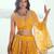 Yellow net lahenga with sequins and thread embroidered Lehenga Choli