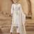 Women's Impressive Off White Thread Work Cotton Straight Suit With Dupatta