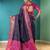 Blue patola silk blend saree with zari woven work and fancy tassel pallu