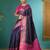 Blue patola silk blend saree with zari woven work and fancy tassel pallu