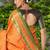 Orange patola silk blend saree with zari woven work and fancy tassel pallu