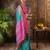 Rama patola silk blend saree with zari woven work and fancy tassel pallu