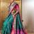 Rama patola silk blend saree with zari woven work and fancy tassel pallu