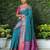 Turquoise patola silk blend saree with zari woven work and fancy tassel pallu