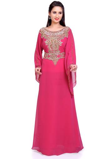 Stylish Designer Pink Stitched Kaftan with Golden Handwork Embroidery  – Perfect for Weddings & Parties