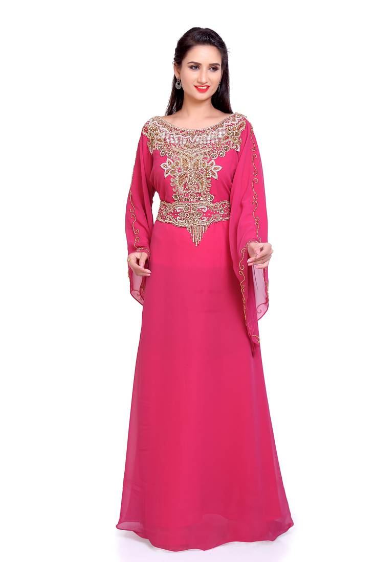 Stylish Designer Pink Stitched Kaftan with Golden Handwork Embroidery  – Perfect for Weddings & Parties