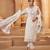 Women's Pretty Off White Cotton Multi-Thread Work Casual Wear Pant Suit