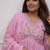 Baby pink elegant embroidered kurta set with floral dupatta