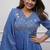 Blue elegant embroidered kurta set with floral dupatta