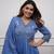 Blue elegant embroidered kurta set with floral dupatta