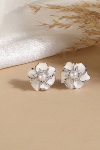 925 sterling silver earings rhodium plated with aaa quality american diamonds