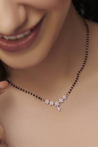 Gold rhodium plated brass mangalsutra