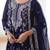 Navy Blue Color Faux Georgette Embroidered Kurti Sharara