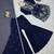 Navy Blue Color Faux Georgette Embroidered Kurti Sharara
