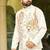 Off white cream malai satin kurta with embroidery work nehru jacket