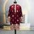 Maroon multi thread embroidery deer pattern daaman work kurta pajama set