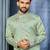 Mint green multi thread embroidery deer pattern daaman work kurta pajama set