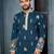 Teal multi thread embroidery deer pattern daaman work kurta pajama set
