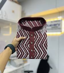 Unique cross pattern white thread embroidery with silver sequence work kurta pajama set