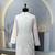 Unique cross pattern white thread embroidery with silver sequence work kurta pajama set