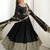 Black Color Embroidered Chinon Silk Long Kurti (Gown) Set