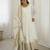 Off White Color Embroidered Chinon Silk Long Kurti (Gown) Set