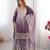 Lavender Color Embroidered And Sequence Work Chinon Silk  Kurti Sharara Set