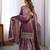 Light Plum Color Embroidered And Sequence Work Chinon Silk  Kurti Sharara Set