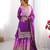 Purple Color Embroidered And Sequence Work Chinon Silk  Kurti Sharara Set