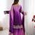 Purple Color Embroidered And Sequence Work Chinon Silk  Kurti Sharara Set