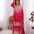 Rani Pink Color Embroidered And Sequence Work Chinon Silk  Kurti Sharara Set
