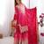 Rani Pink Color Embroidered And Sequence Work Chinon Silk  Kurti Sharara Set