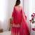 Rani Pink Color Embroidered And Sequence Work Chinon Silk  Kurti Sharara Set