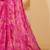 Pink digital floral print chiffon banarsi border saree with unstitch blouse