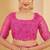 Pink digital floral print chiffon banarsi border saree with unstitch blouse