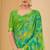 Green digital floral print chiffon banarsi border saree with unstitch blouse