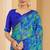 Blue green digital floral print chiffon banarsi border saree with unstitch blouse