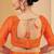 Orange digital floral print chiffon banarsi border saree with unstitch blouse