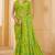 Green digital floral print chiffon banarsi border saree with unstitch blouse