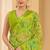 Green digital floral print chiffon banarsi border saree with unstitch blouse
