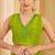 Green digital floral print chiffon banarsi border saree with unstitch blouse