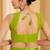 Green digital floral print chiffon banarsi border saree with unstitch blouse