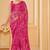 Pink digital floral print chiffon banarsi border saree with unstitch blouse