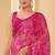 Pink digital floral print chiffon banarsi border saree with unstitch blouse