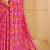 Pink digital floral print chiffon banarsi border saree with unstitch blouse