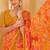 Yellow pink digital floral print chiffon banarsi border saree with unstitch blouse