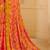 Yellow pink digital floral print chiffon banarsi border saree with unstitch blouse