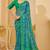 Sea green digital floral print chiffon banarsi border saree with unstitch blouse