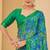 Sea green digital floral print chiffon banarsi border saree with unstitch blouse