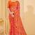 Orange digital floral print chiffon banarsi border saree with unstitch blouse